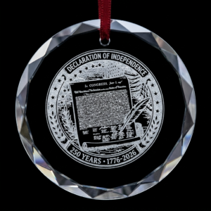 Declaration of Independence Glass Ornament 250 Years 1776-2026
