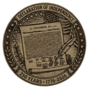Declaration of Independence 250 Years 1776-2026 wooden magnet